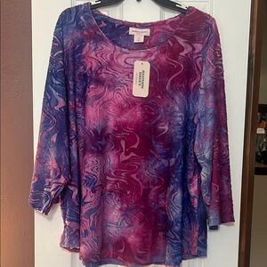 Allison Daley Swirl Pattern Blouse in Pink and Blue
